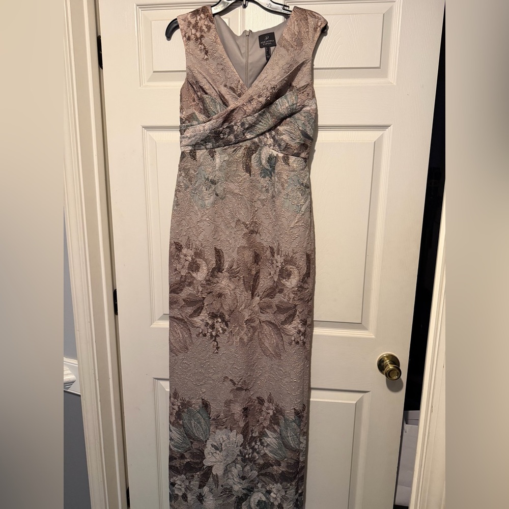 Anthropologie Floral Maxi Dress in Cream and Brown